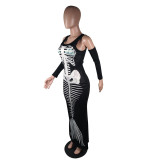 EVE Fashion Skull Print Long Dress YM-9168