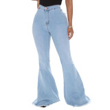 EVE Plus Size Denim High Waist Flared Jeans Pants HSF-2599