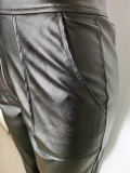 EVE PU Leather Pockets Casual Pants MEM-8257