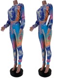 EVE Dollar Print Long Sleeve Two Piece Suits GZYF-YF8002