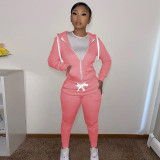 EVE Solid Zipper Hoodie Top And Pants 2 Piece Suits CH-8195