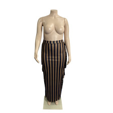 Plus Size Striped Tassel Long Skirt WLDF-80408