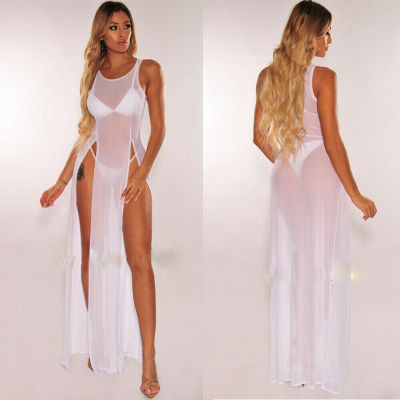 Sexy Perspective Slit Long Dress+Panties(Without Bra) YQ-W431