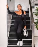 EVE Sexy Off Shoulder Backless Lace Up Long Sleeve Jumpsuit YSYF-7550