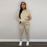 EVE Solid Plush Hoodie Top And Pants 2 Piece Suits CH-8197