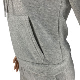 EVE Solid Plush Hoodie Top And Pants 2 Piece Suits CH-8197