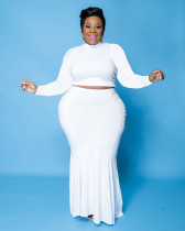 EVE Plus Size Long Sleeve Top+Mermaid Long Skirt 2 Piece Sets WY-7113