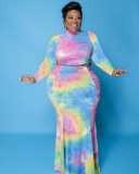 EVE Plus Size Long Sleeve Top+Mermaid Long Skirt 2 Piece Sets WY-7113