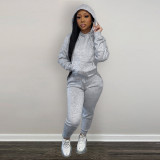 EVE Solid Plush Hoodie Top And Pants 2 Piece Suits CH-8197