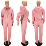 EVE Solid Sports Hoodies Two Piece Pants Set MN-9318