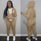 EVE Solid Sports Zipper Hoodie And Pants 2 Piece Suits MIL-L273