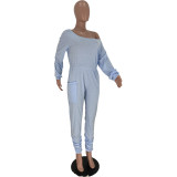 EVE Solid Off Shoulder Long Sleeve Casual Jumpsuit ARM-8311