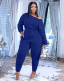 EVE Solid Off Shoulder Long Sleeve Casual Jumpsuit ARM-8311