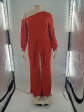 EVE Plus Size Solid Long Sleeve Sashes Casual Jumpsuit CQF-90086