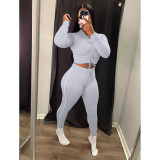 EVE Casual Sports Hooded Drawstring Two Piece Pants Set IV-8257