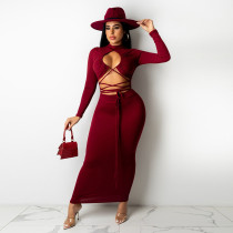 EVE Sexy Long Sleeve Hollow Out Maxi Dress NLAF-60098