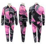 EVE Plus Size Printed Long Sleeve Casual 2 Piece Sets HNIF-007