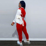 EVE LUCKY LABEL Letter Print Baseball Jacket And Pants Sets MEI-9213