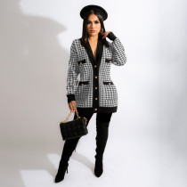 EVE Houndstooth Full Sleeve Casual Coat MEI-9212