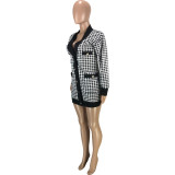 EVE Houndstooth Full Sleeve Casual Coat MEI-9212