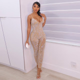 EVE Sexy Hot Drilling Mesh See Through Sling Jumpsuit SH-390219