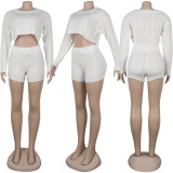 EVE Sexy knitted Sweater Long Sleeve Shorts Two Piece Sets FSXF-67