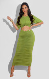 EVE Sexy Fashion Solid Color Ruched Dress FSXF-288