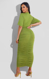 EVE Sexy Fashion Solid Color Ruched Dress FSXF-288