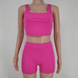 EVE Solid Fitness Tank Top And Shorts 2 Piece Sets XMY-9307
