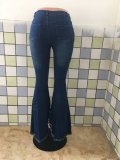 EVE Denim Ripped Hole Mid-Waist Flared Jeans LX-2515