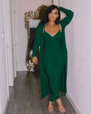 EVE Solid Sling Jumpsuit+Full Sleeve Long Cloak 2 Piece Sets YS-8832