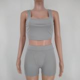 EVE Solid Fitness Tank Top And Shorts 2 Piece Sets XMY-9307