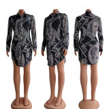 EVE Casual Printed Full Sleeve Shirt Dress CY-6549