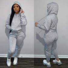 Solid Fleece Hoodies Casual Two Piece Sets ME-W972