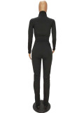 EVE Casual Long Sleeve Zipper Top Split Pants 2 Piece Sets NM-8387