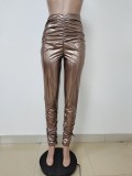 EVE Bright Leather Split Skinny Ruched Pants LSD-81066