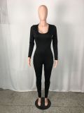 EVE Sexy U Collar Backless Long Sleeve Skinny Jumpsuit QYF-5094