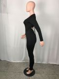 EVE Sexy U Collar Backless Long Sleeve Skinny Jumpsuit QYF-5094