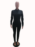 EVE Solid Long Sleeve Zipper Slim Jumpsuit SHA-86261