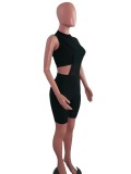 EVE Fashion Asymmetric Single Sleeve Mesh Two Piece Sets OSM-4340