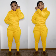 Solid Sports Hoodies Long Sleeve Two Piece Sets SHA-86279