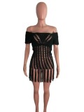 EVE Sexy Fashion Hollow Out Weave Tassel Beach Dress OSM-4330