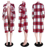 EVE Plaid Full Sleeve Buttons Long Coat ASL-6525
