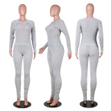 Solid Knitted Sweater And Pants Two Piece Sets PN-6270-1