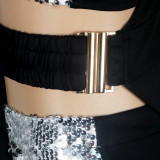 EVE Casual Fashion Sexy Slim Sequin Short Three Piece Set NY-1009