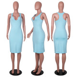 EVE Simple Solid Color Sleeveless Midi Dress PN-6710