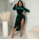 EVE Velvet Long Sleeve Bodysuit+Knotted Midi Skirt 2 Piece Sets ASL-6526