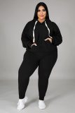 EVE Plus Size Fleece Hot Drilling Hooded Two Piece Sets WAF-77337