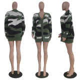 EVE Casual Knitted Camouflage Full Sleeve Cardigan TR-1187