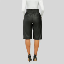 Plus Size Casual Straight PU Leather Shorts MUE-M3091